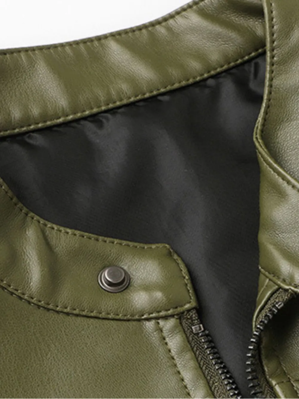 Men's Full Size Leather Zip Up Jacket Plus Size, image 5