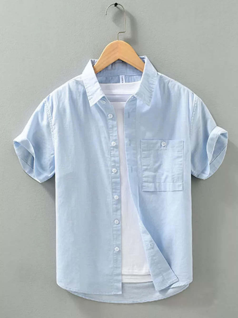 Men's Full Size Casual Short Sleeve Button-Down Shirt with Chest Pocket Plus Size, image 7
