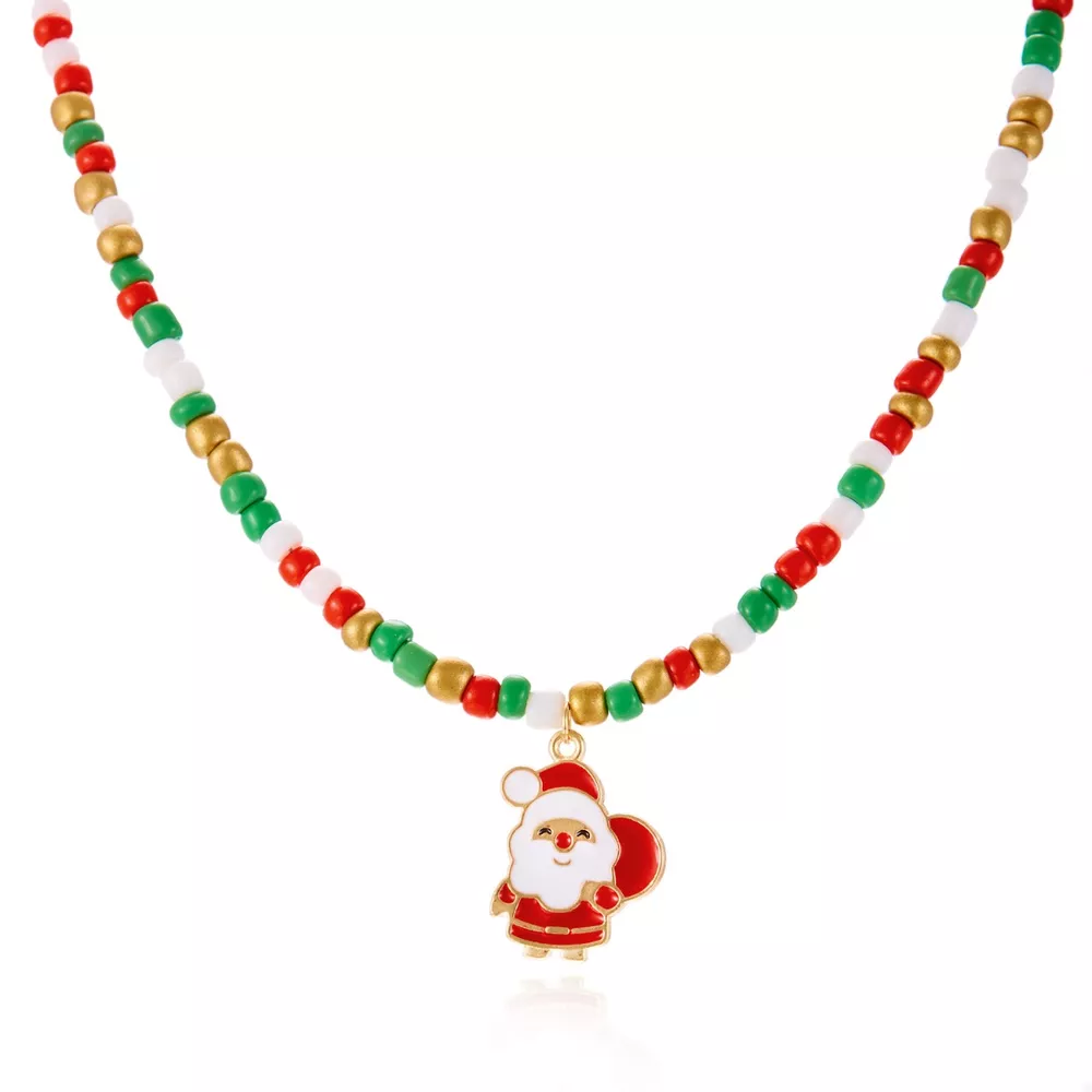 Christmas Themed Beaded Pendant Necklace, image 6