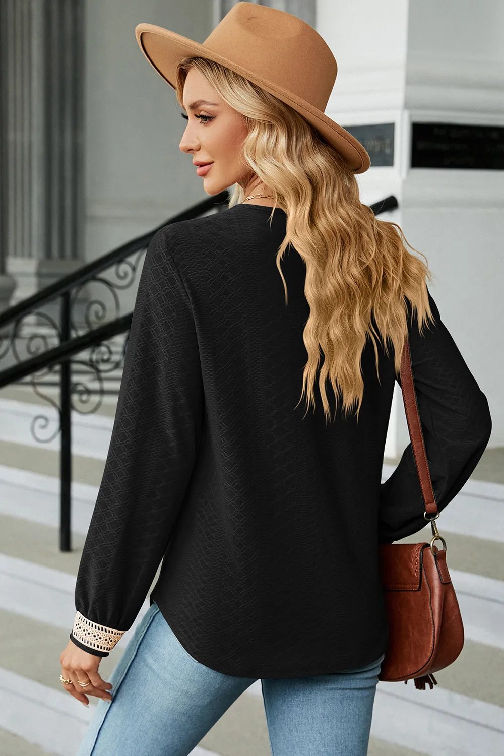 V-Neck Long Sleeve T-Shirt, image 2