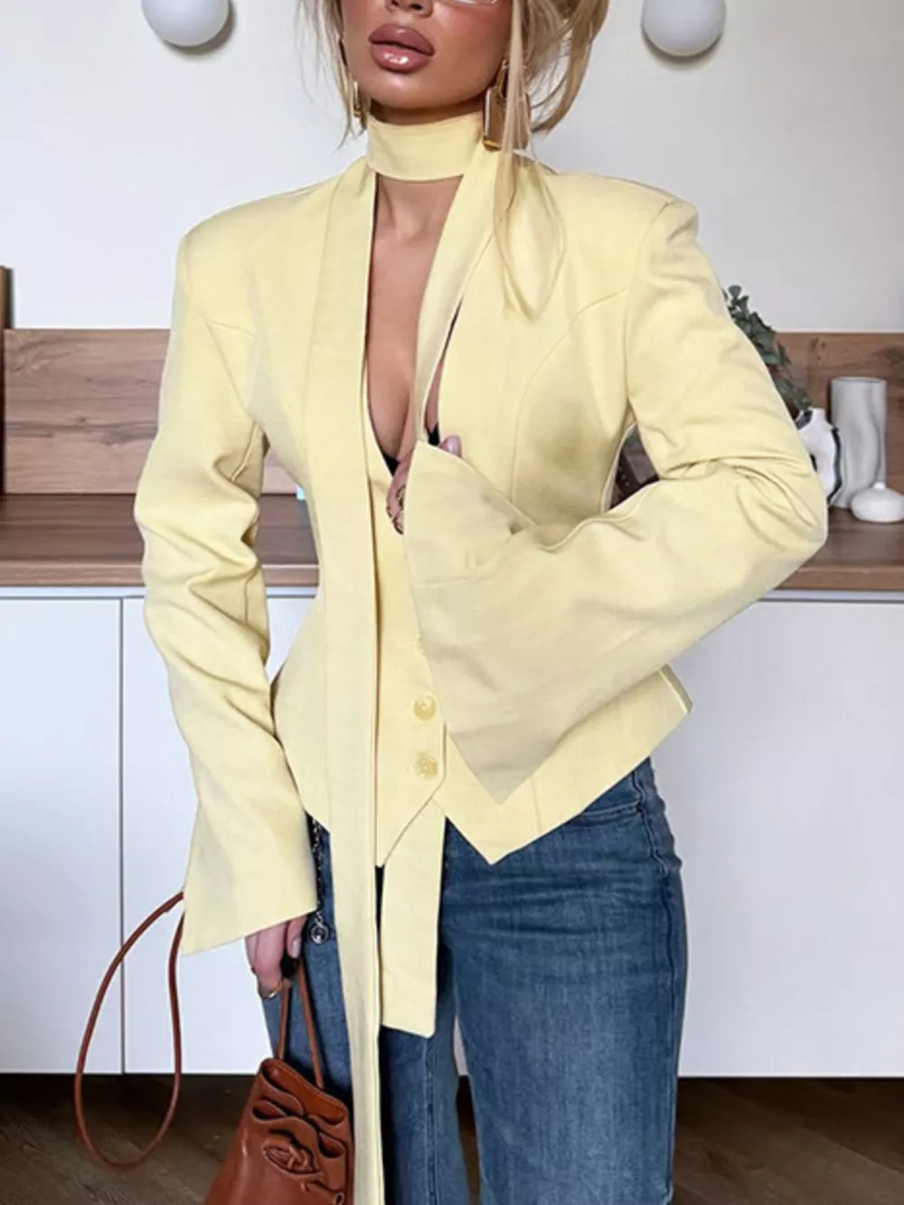 Button Up Long Sleeve Blazer, image 5