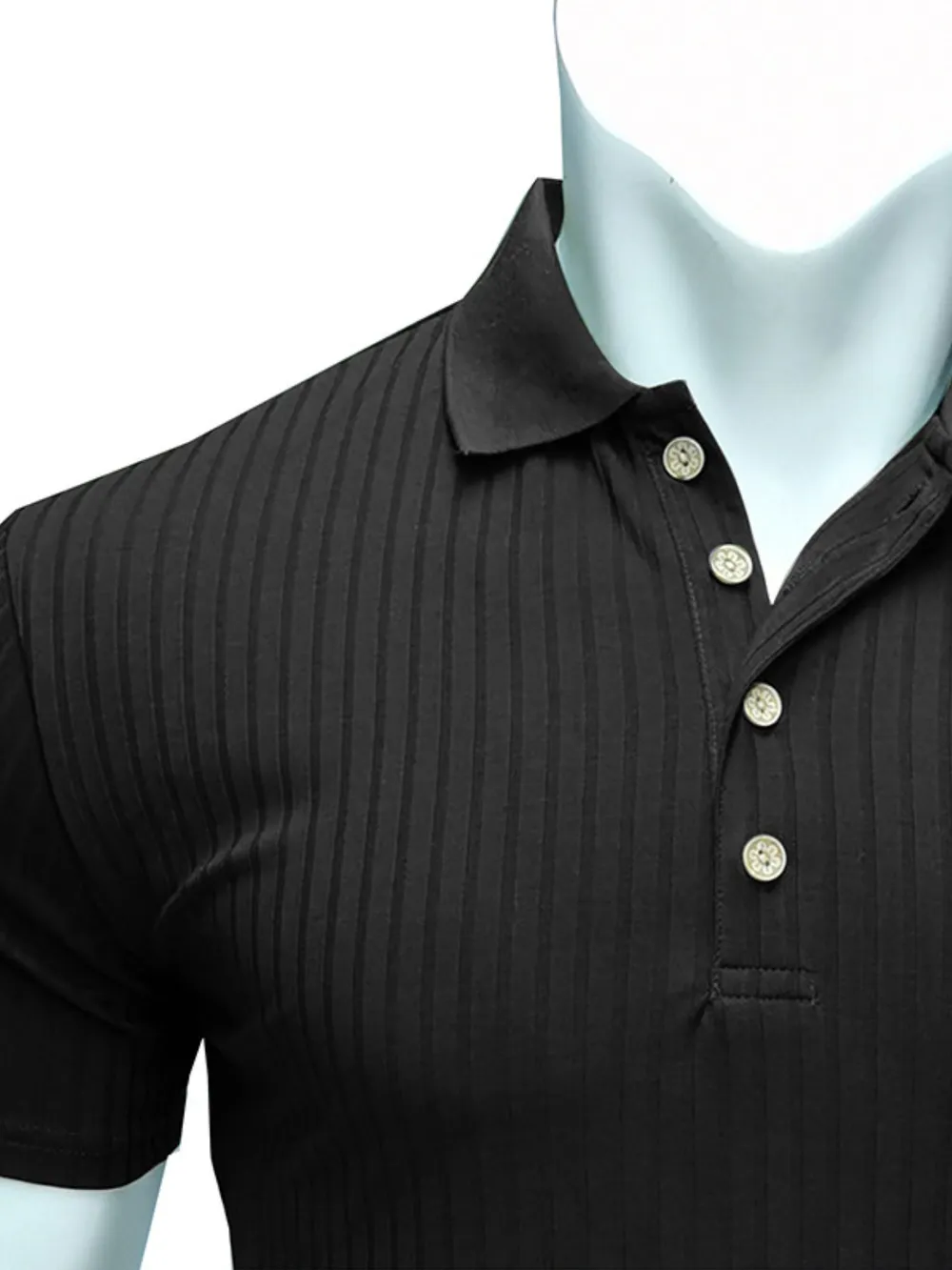 Men's Ribbed Knit Slim Fit Polo Shirt, image 5