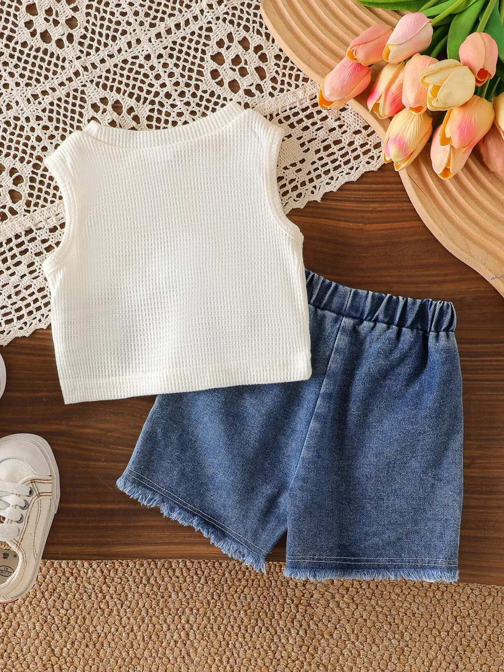 Children's Bow Tank and Denim Shorts Set, image 5