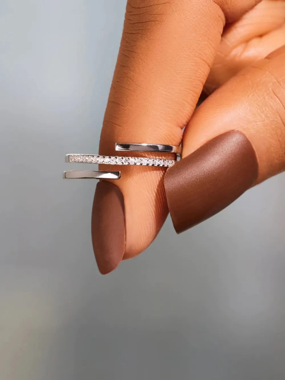 925 Sterling Silver Inlaid Zircon Ring, image 4