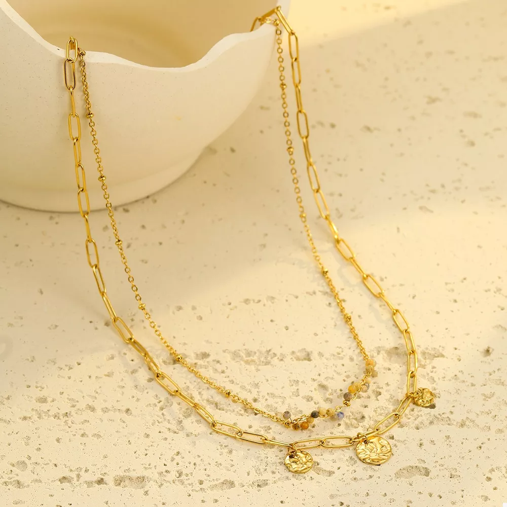 18K Gold-Plated Double-Layered Necklace, image 2