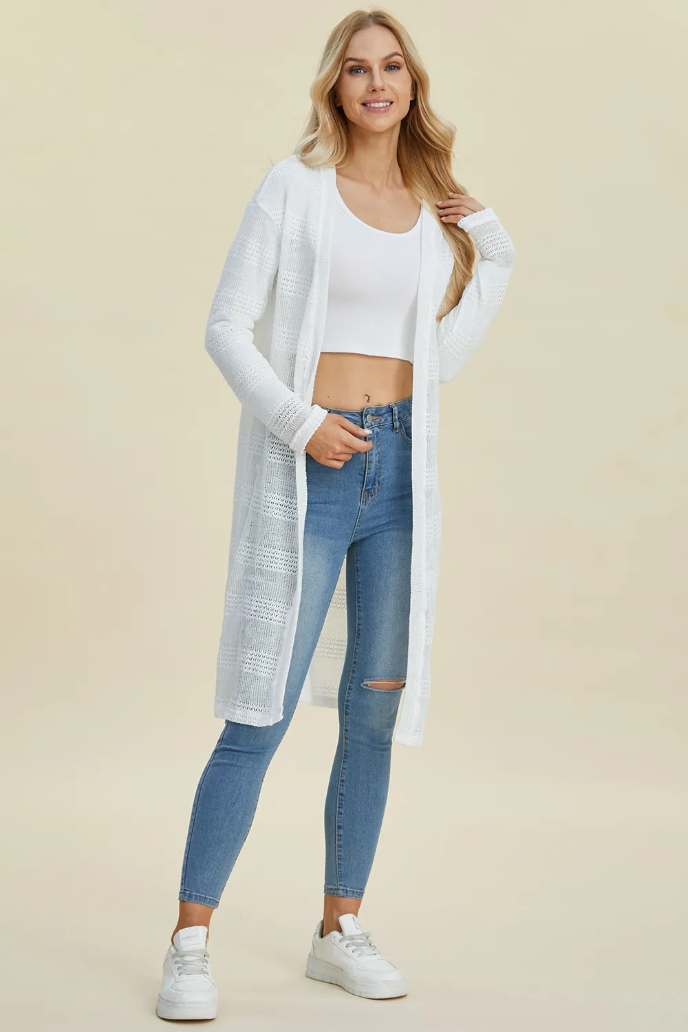 Full Size Open Front Longline Cardigan, image 17