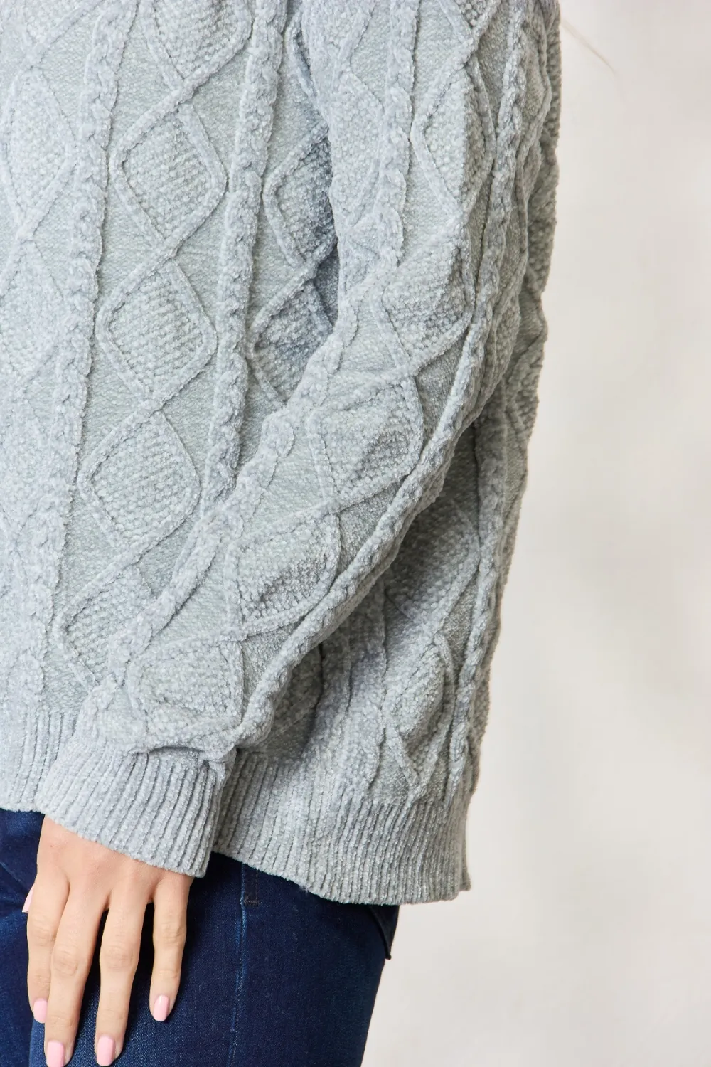 Cable Knit Round Neck Sweater, image 7