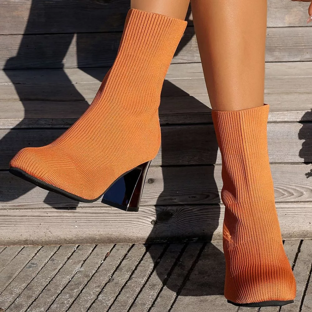 Round Toe Block Heels Boots, image 12