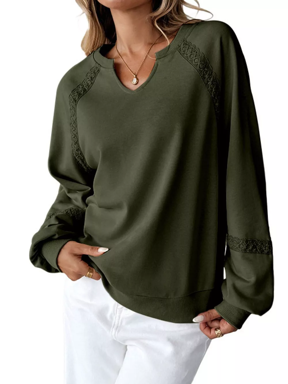 Notched Raglan Sleeve Sweatshirt, image 21