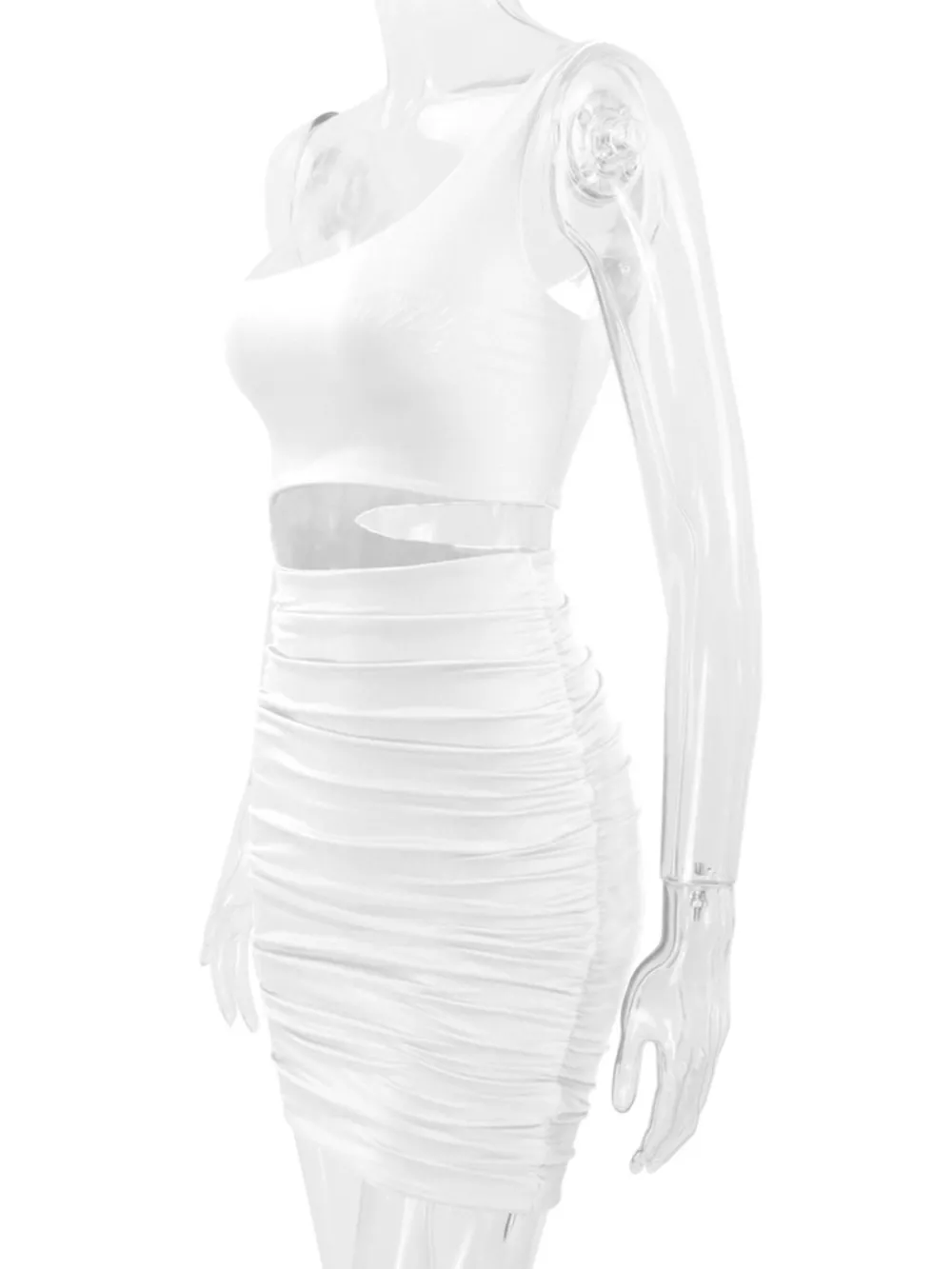 One-Shoulder Cutout Ruched Bodycon Mini Dress, image 12