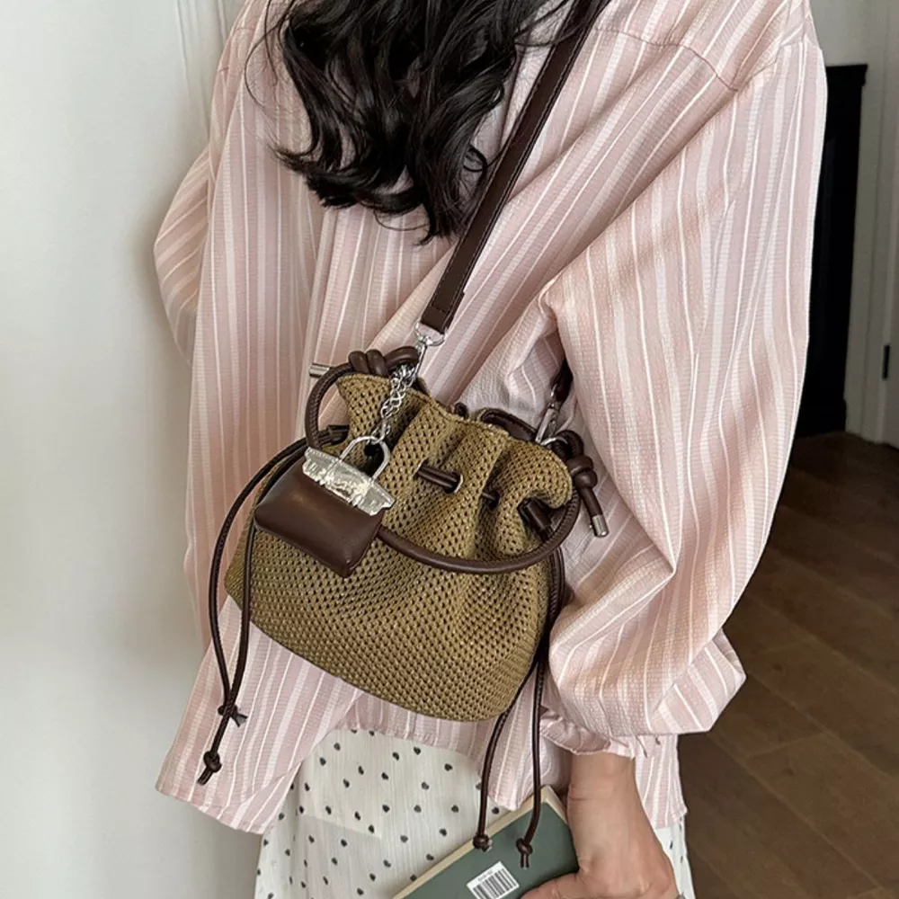 Woven Drawstring Crossbody Bag, image 11