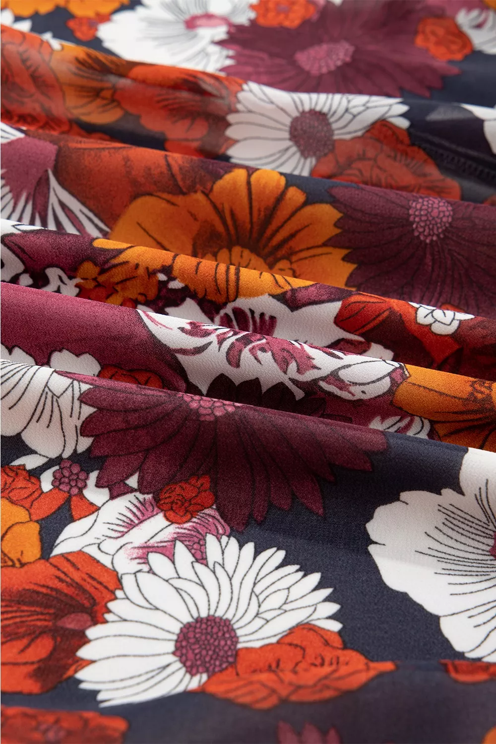 Floral Print Wrap V Neck Puff Sleeve Flowy Mini Dress, image 7