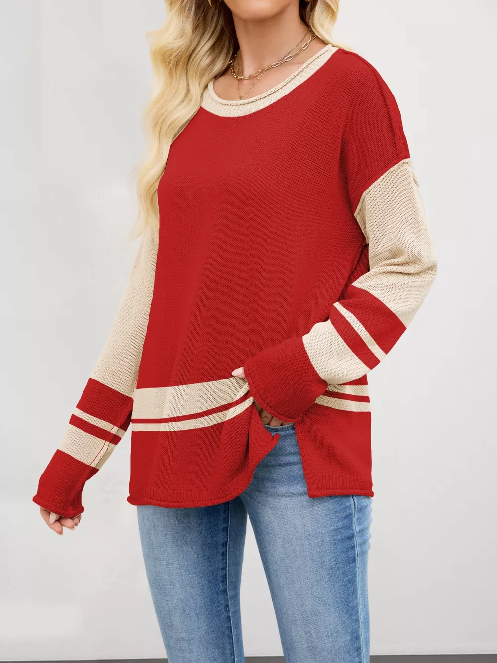 Color Block Side Slit Sweater, image 3