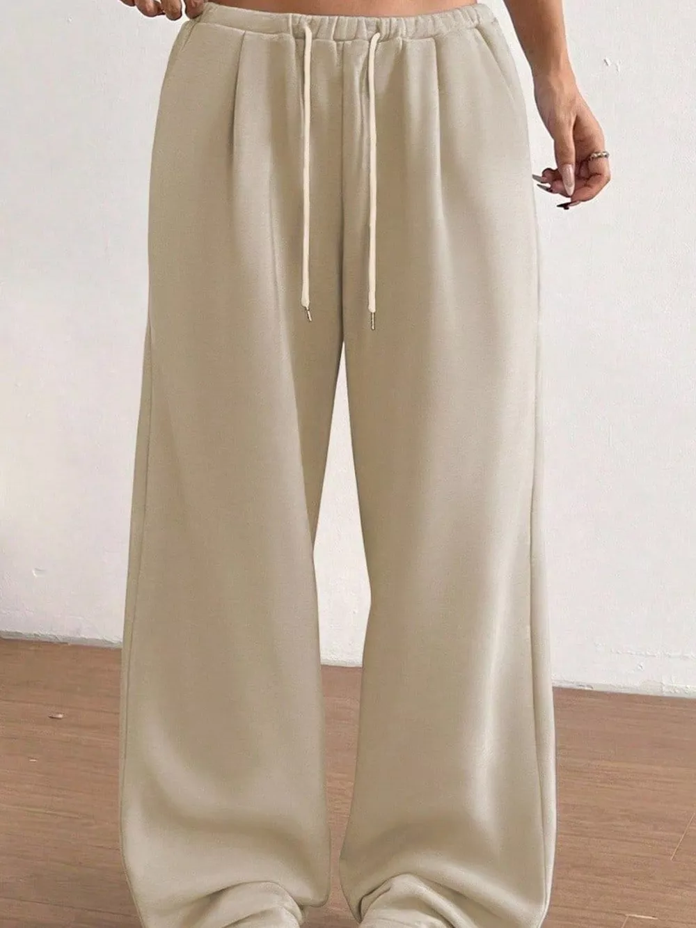 Casual Drawstring High Waist Wide Leg Sweatpants, image 9
