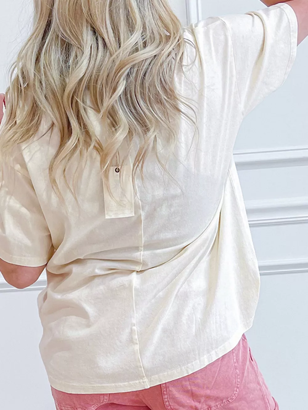 Star Print Stud Detail Cotton Jersey Top, image 2
