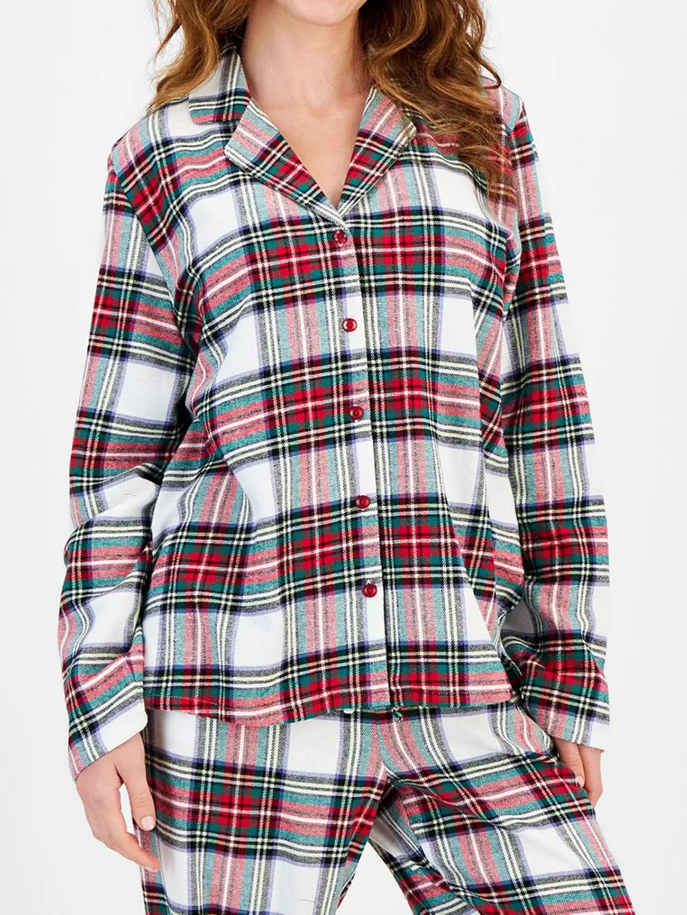 Plaid Collared Neck Button Up Top and Pants Lounge Set, image 7