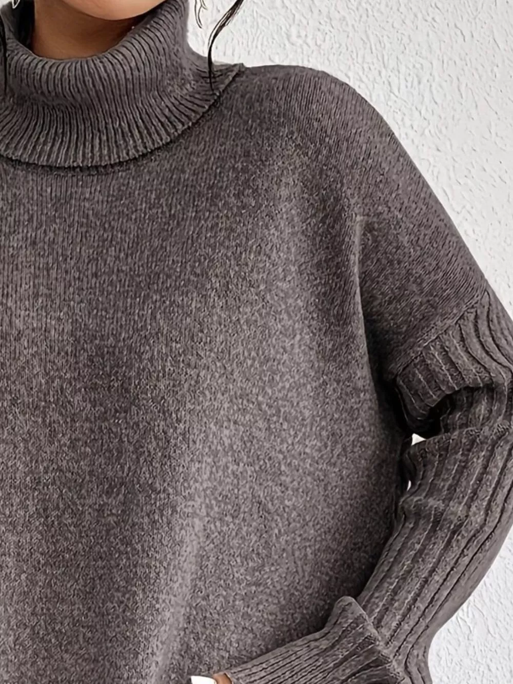 Turtleneck Dropped Shoulder Sweater, image 16
