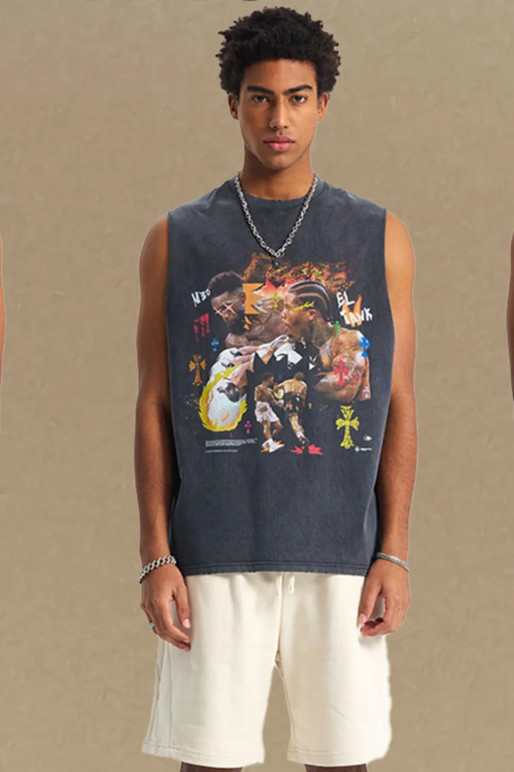 Men's Graphic Round Neck Tank, image 3