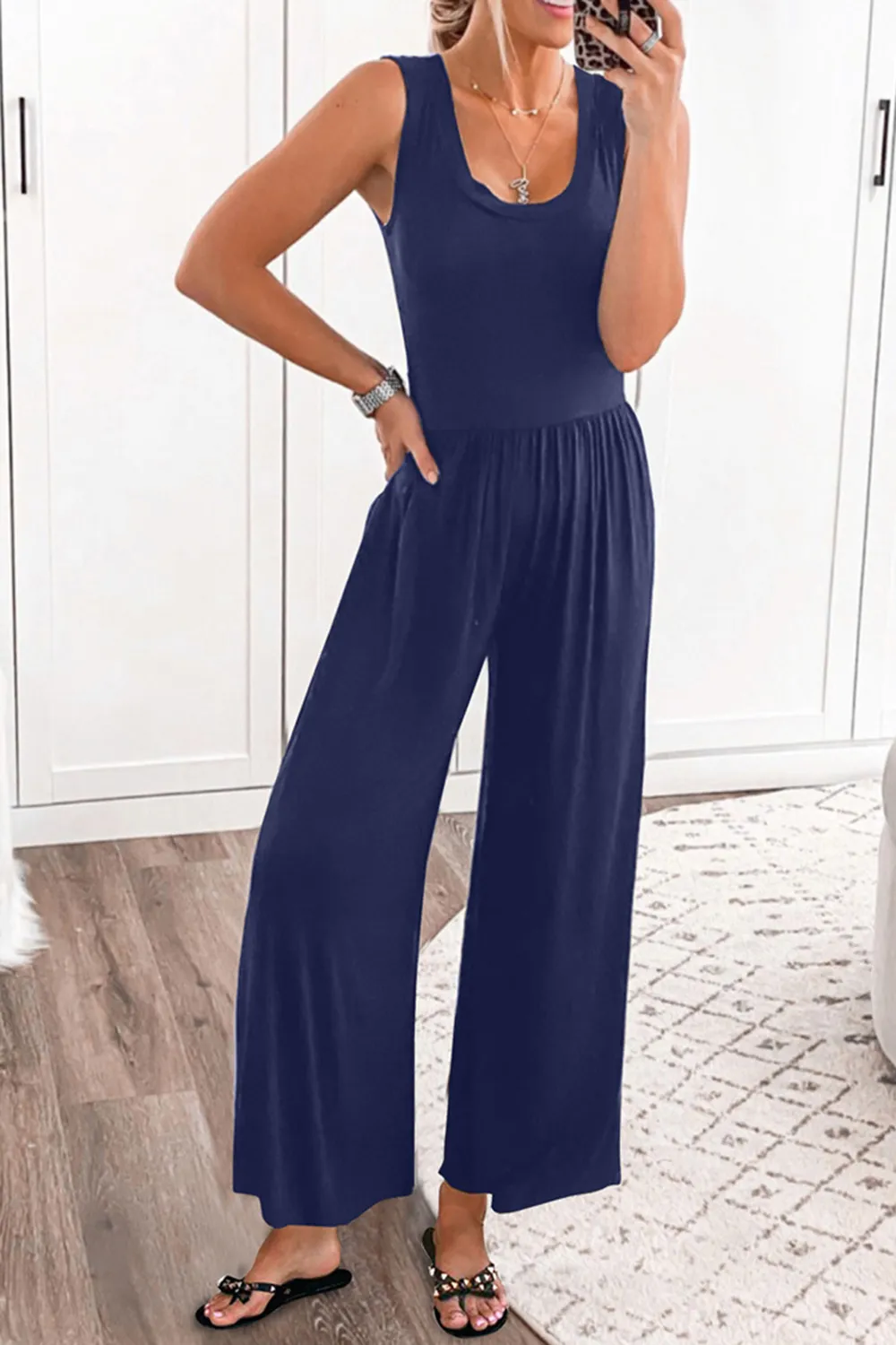 Full Size Scoop Neck Wide Strap Jumpsuit, image 5