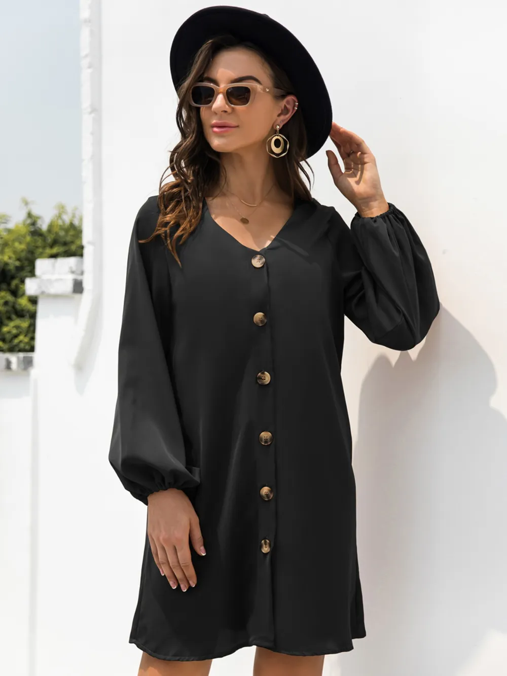V-Neck Long Sleeve Mini Dress, image 13