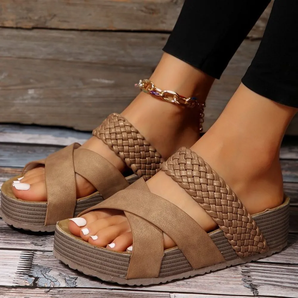 Crisscross Open Toe Platform Sandals, image 4