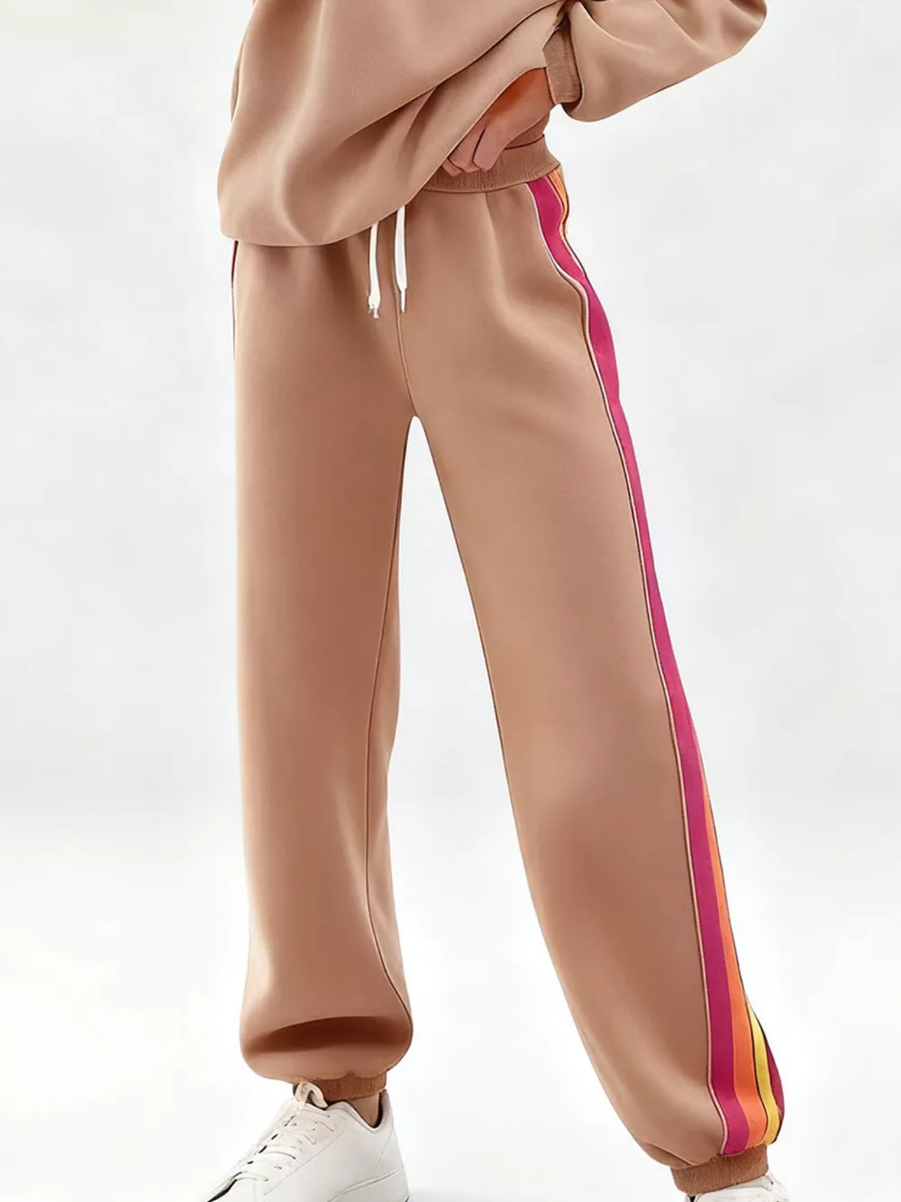 Striped Round Neck Sweatshirt and Pants Set, image 10