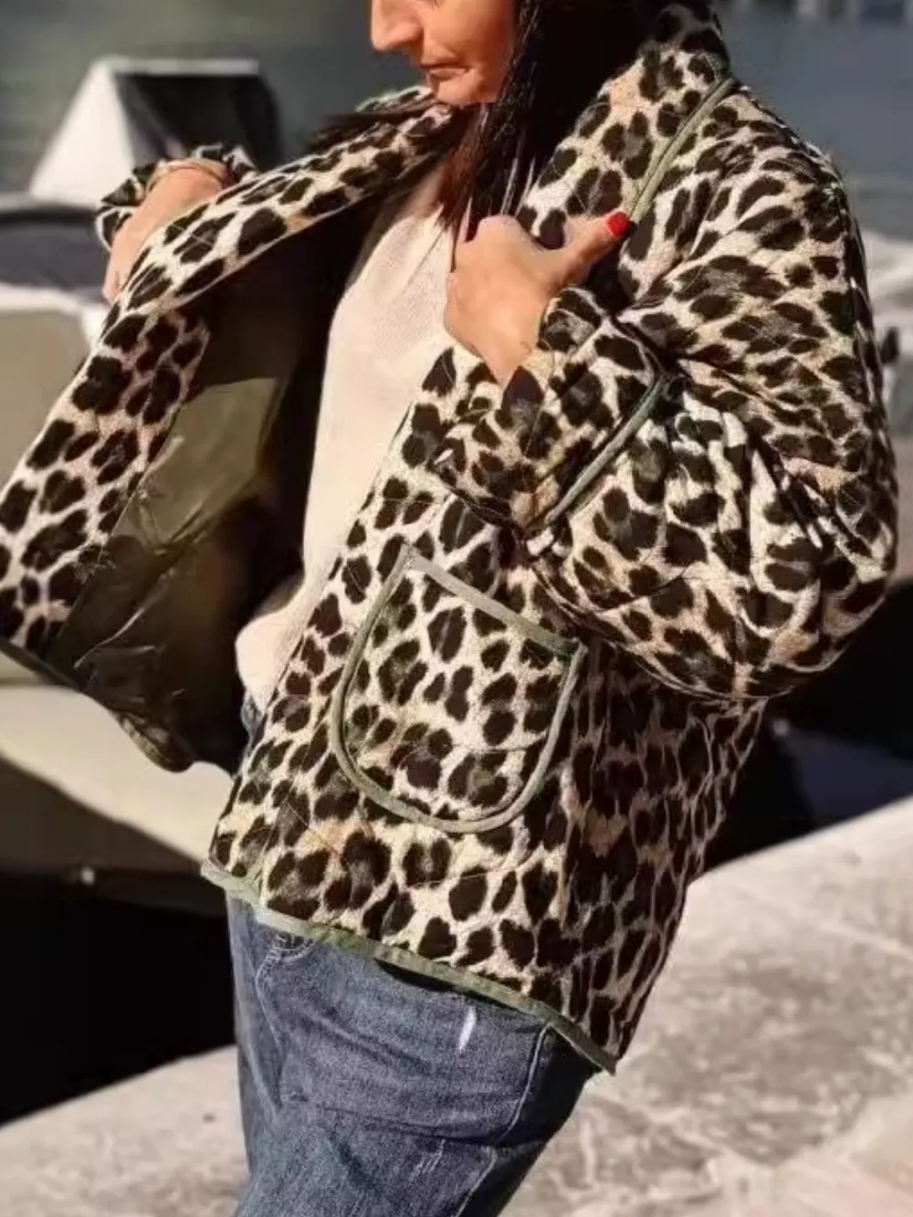 Leopard Open Front Long Sleeve Outerwear, image 6