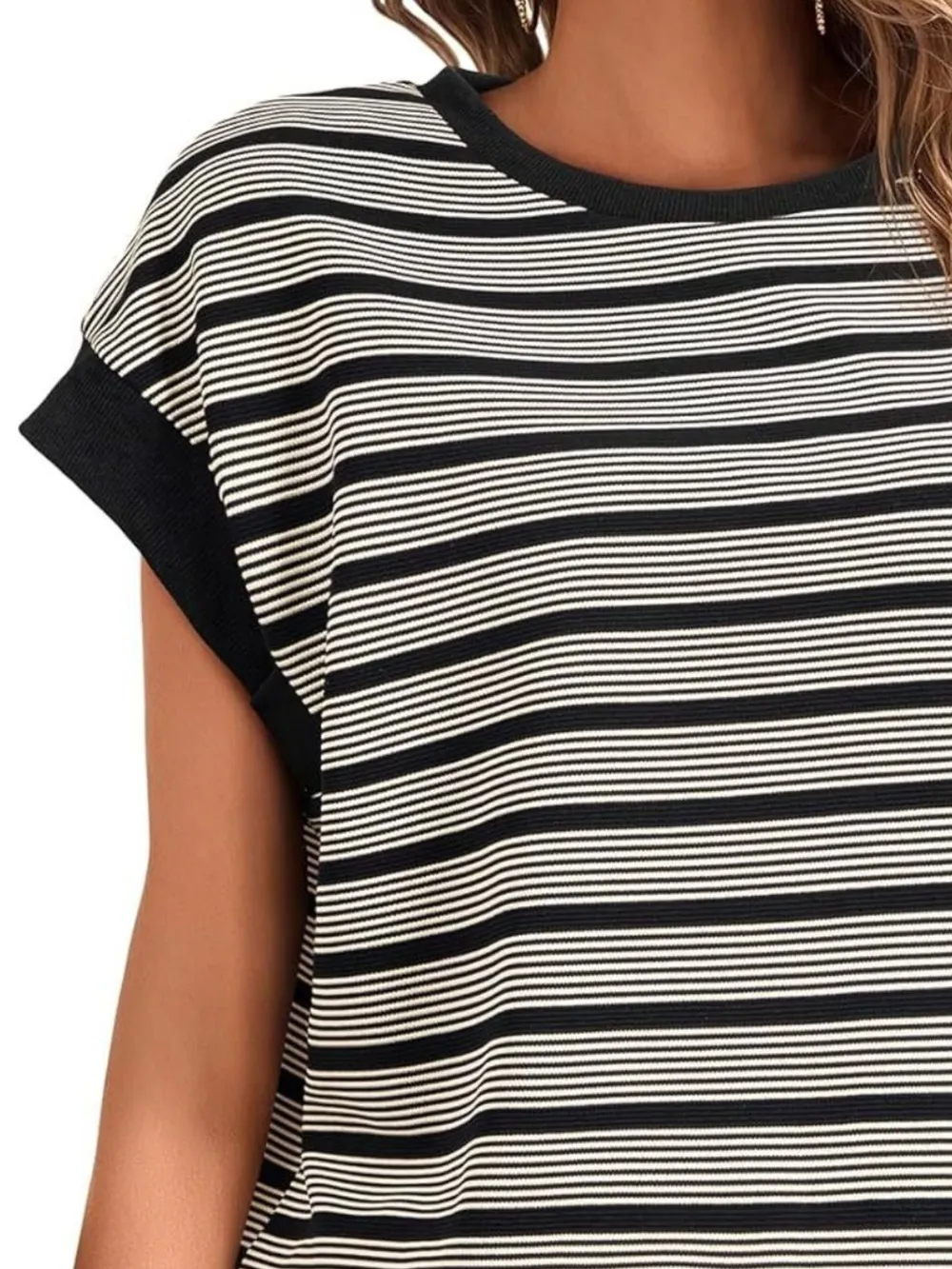 Striped Round Neck Casual T-Shirt, image 5