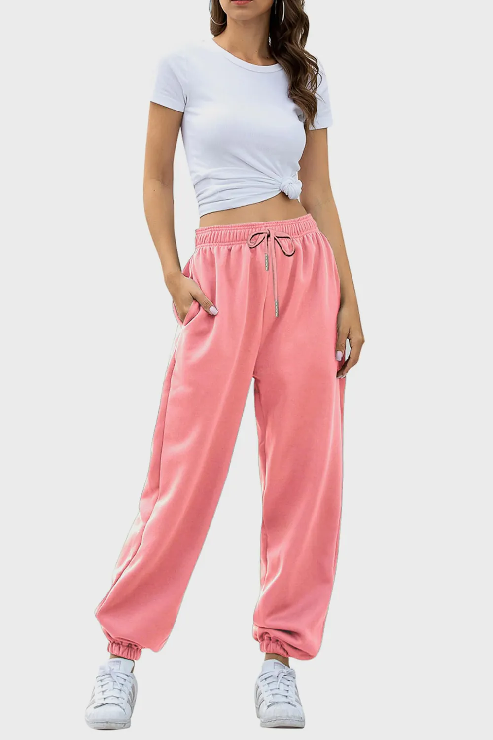 Elastic Waist Joggers with Pockets, image 7