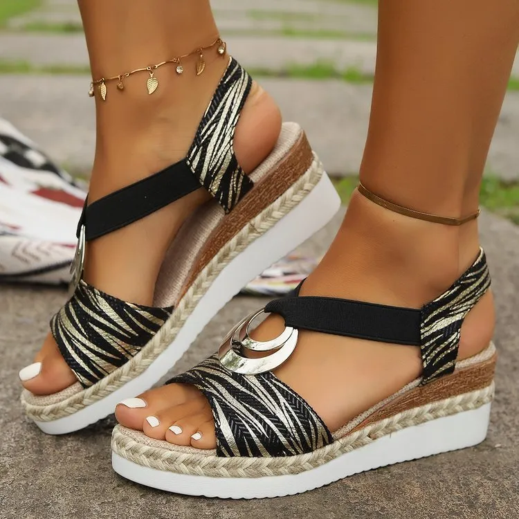 Peep Toe Wedge Sandals, image 5