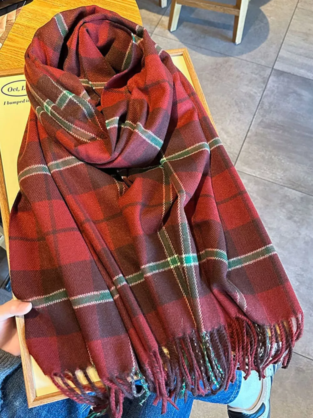 Classic Plaid Fringe Scarf, image 4