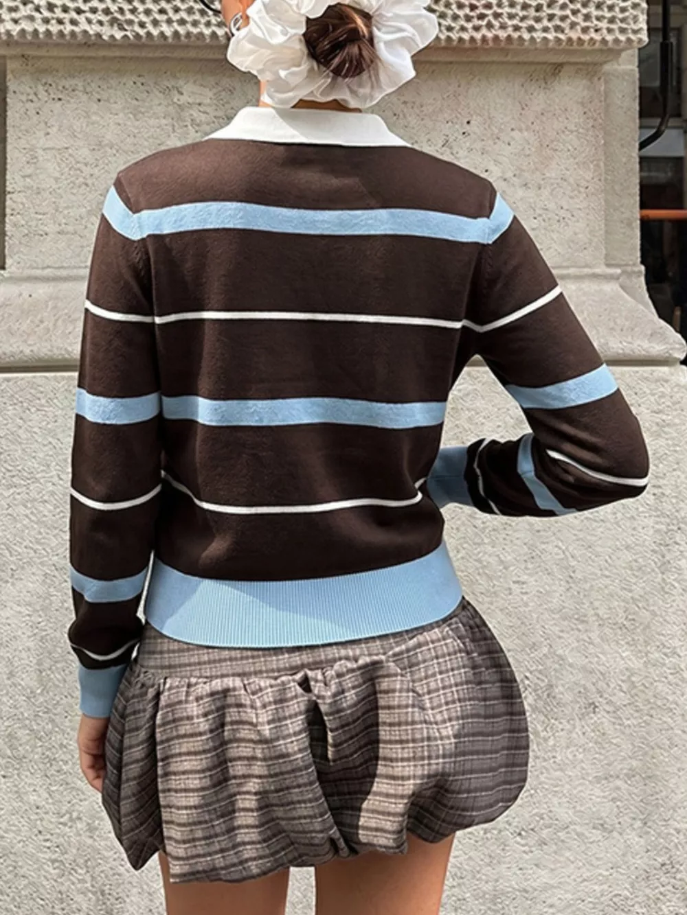 Striped Polo Collar Sweater, image 12