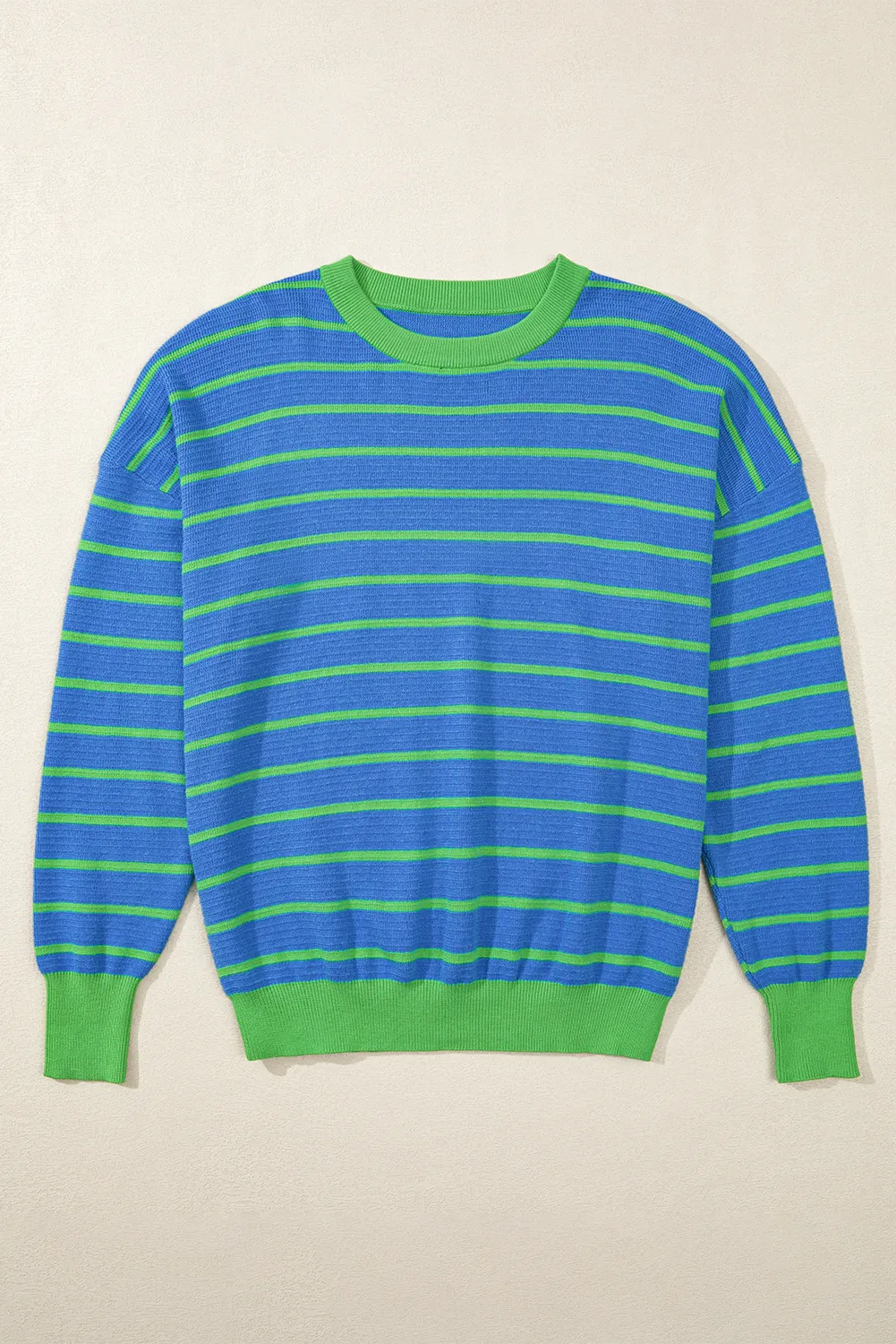 Striped Round Neck Long Sleeve Sweater, image 8