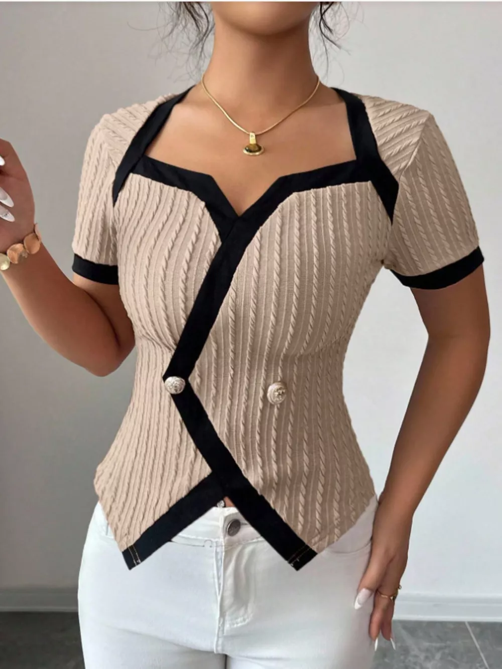 Contrast Trim Short Sleeve T-Shirt, image 6
