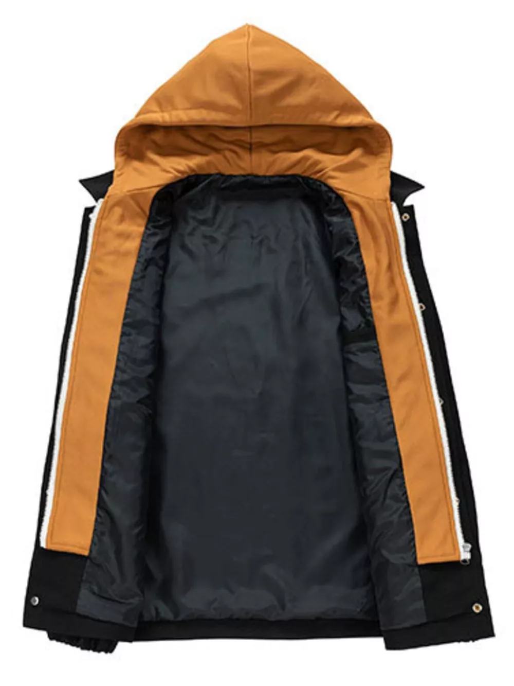 Men's Plus Size Two-Tone Hooded Button-Up Jacket, image 2