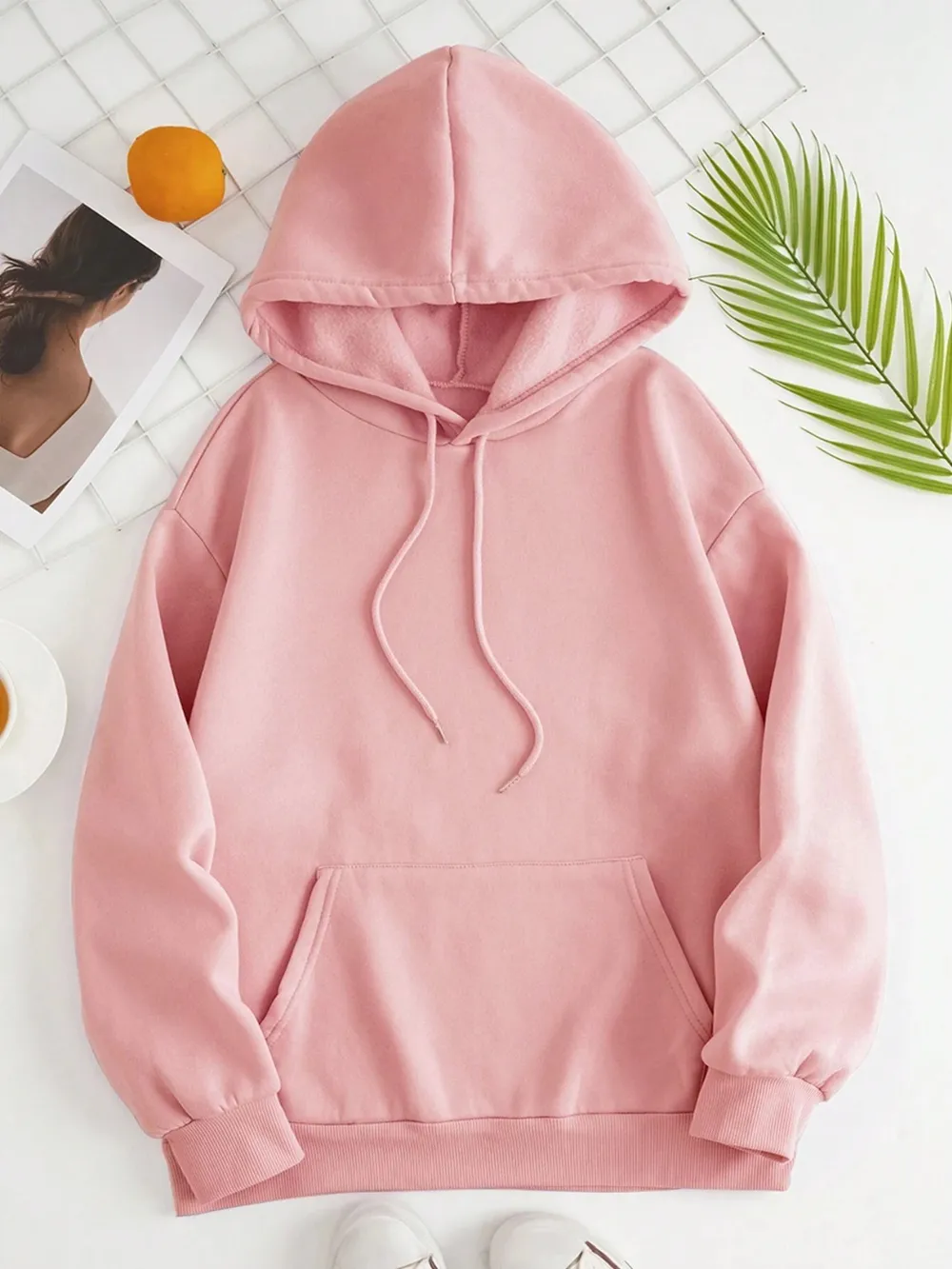 Drawstring Dropped Shoulder Hoodie, image 18