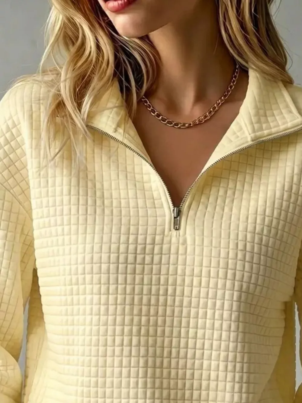Waffle Knit Quarter-Zip Sweatshirt, image 6