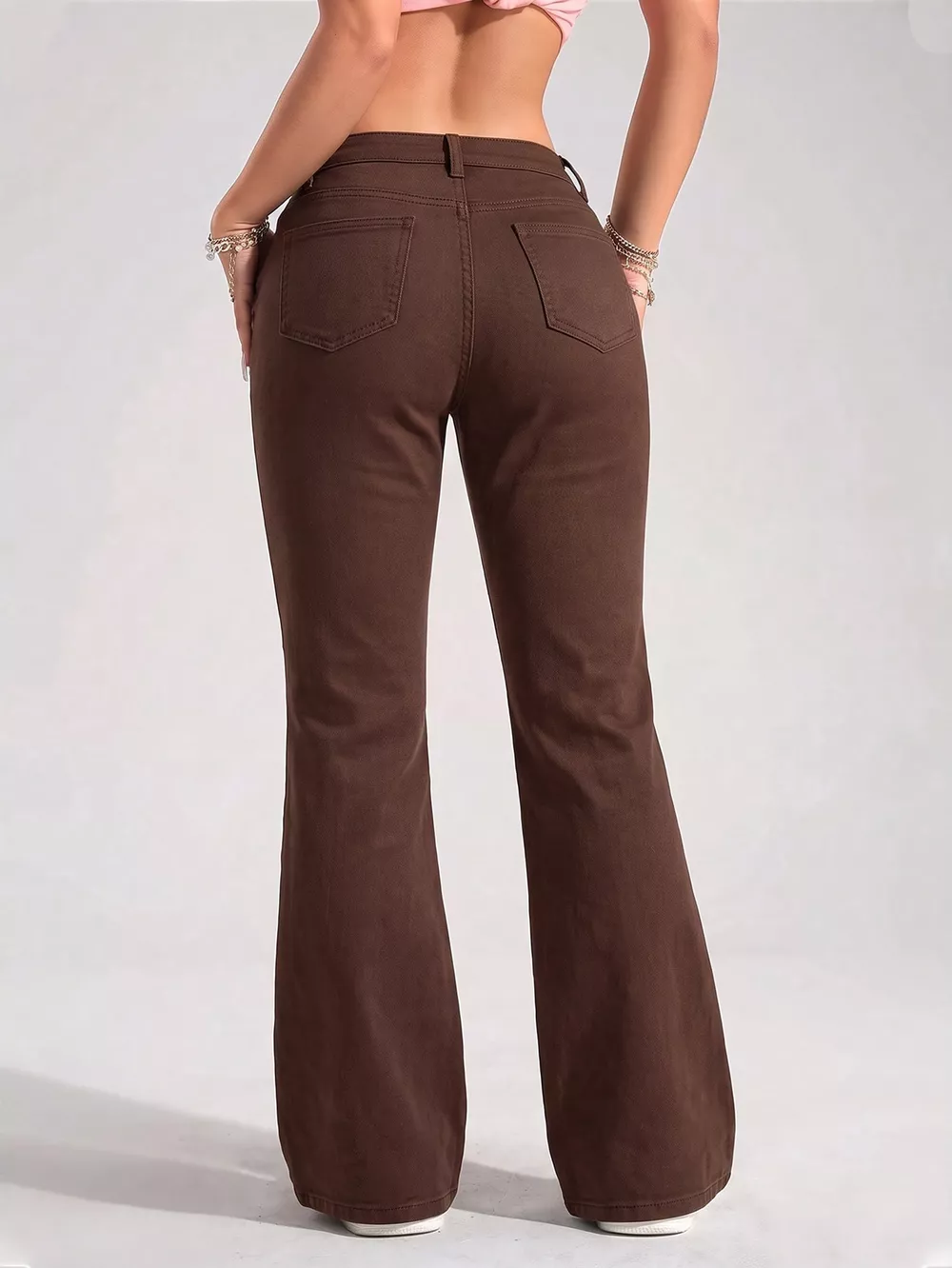 High-Waisted Flare Leg Jeans with Front Pockets, image 5