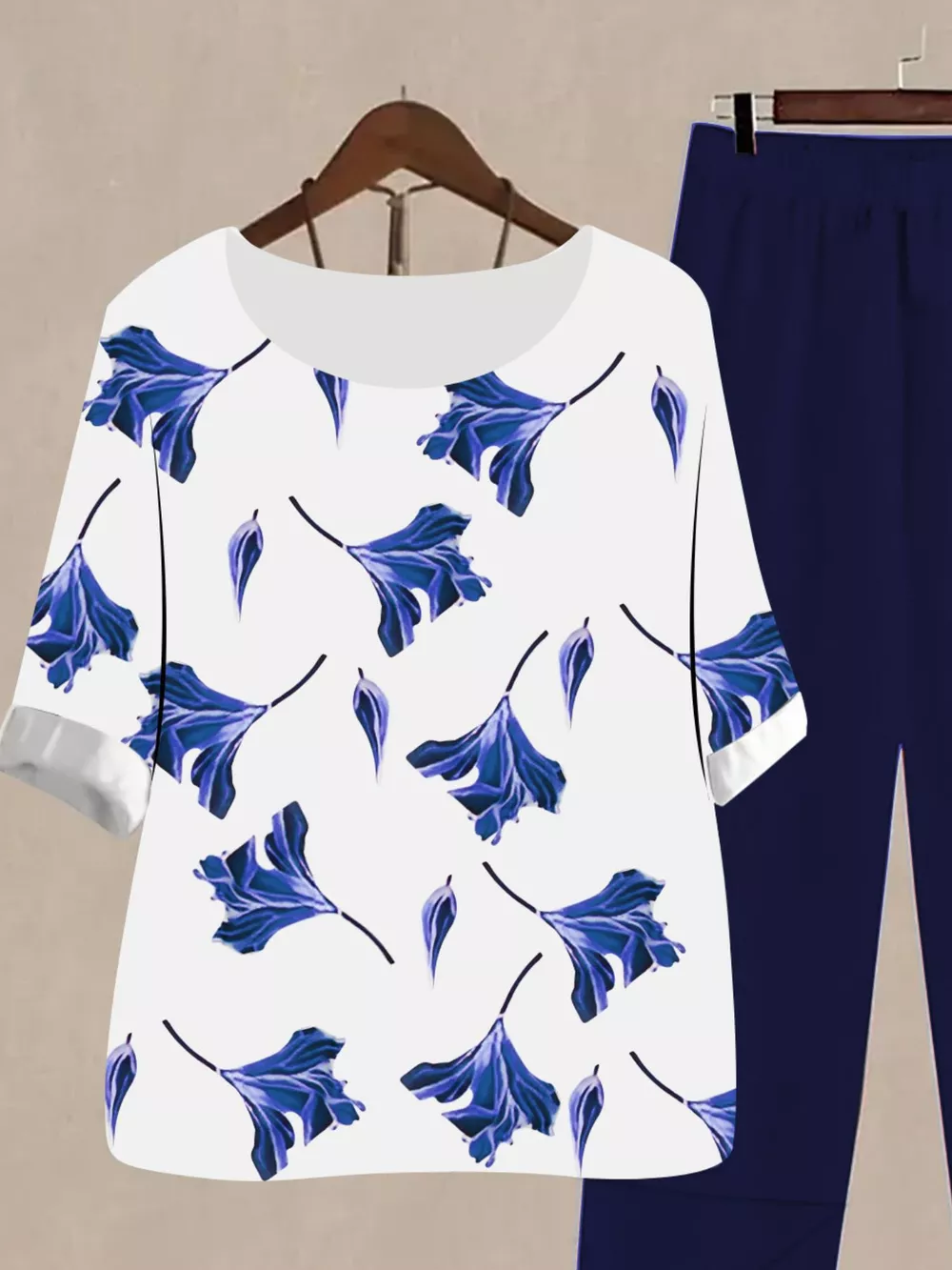 Printed Half Sleeve Top and Pants Set, image 26