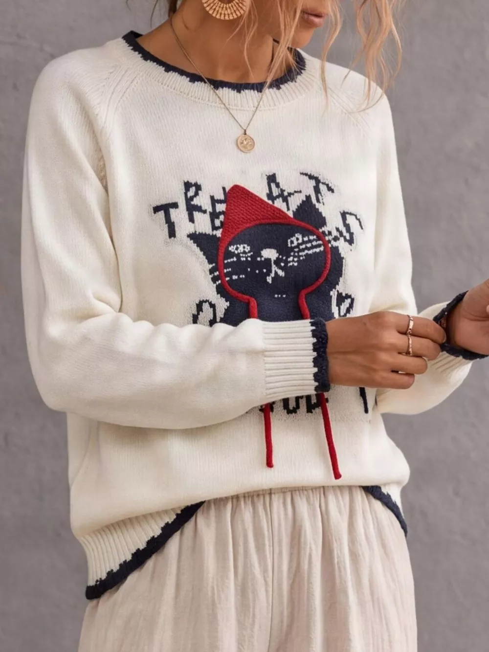 Cat Raglan Sleeve Sweater, image 5