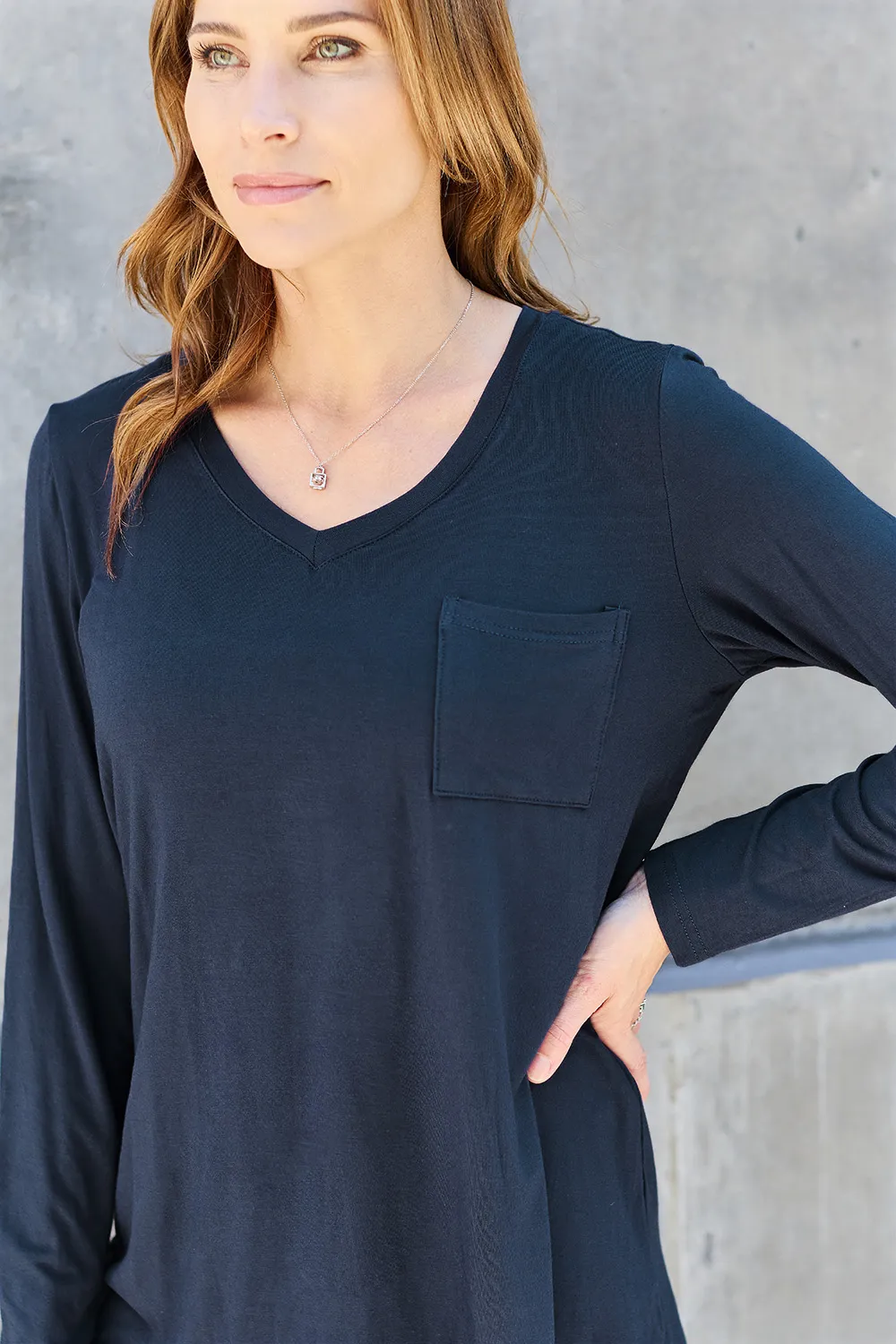 Full Size V-Neck Long Sleeve Top, image 17