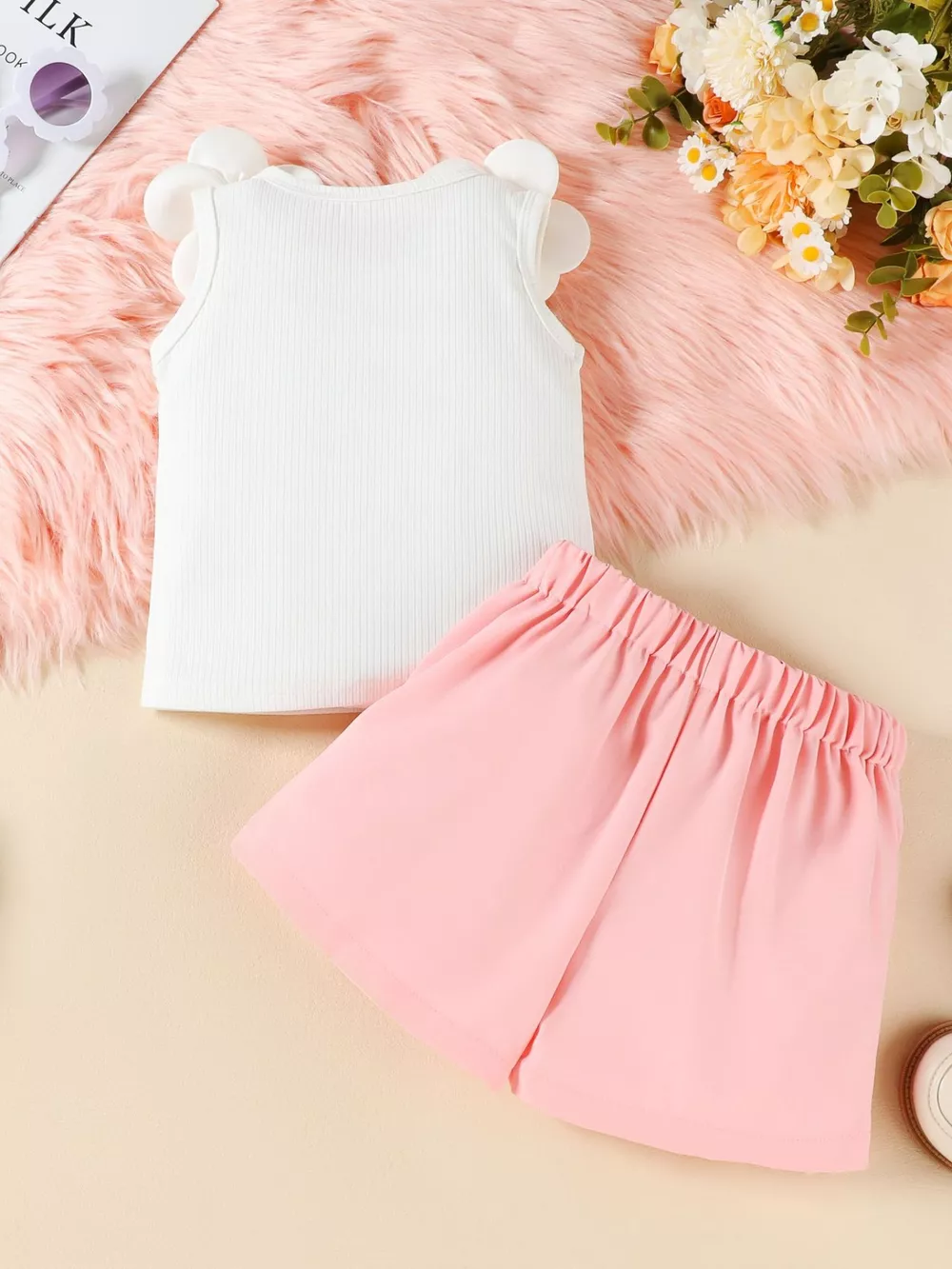 Children's Floral Applique Top & Bow Decor Skirt Set, image 6