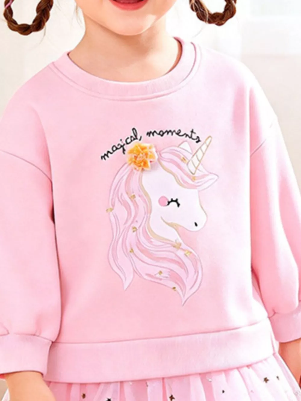 Children's Unicorn Graphic Sweatshirt Tulle Tutu Dress, image 3