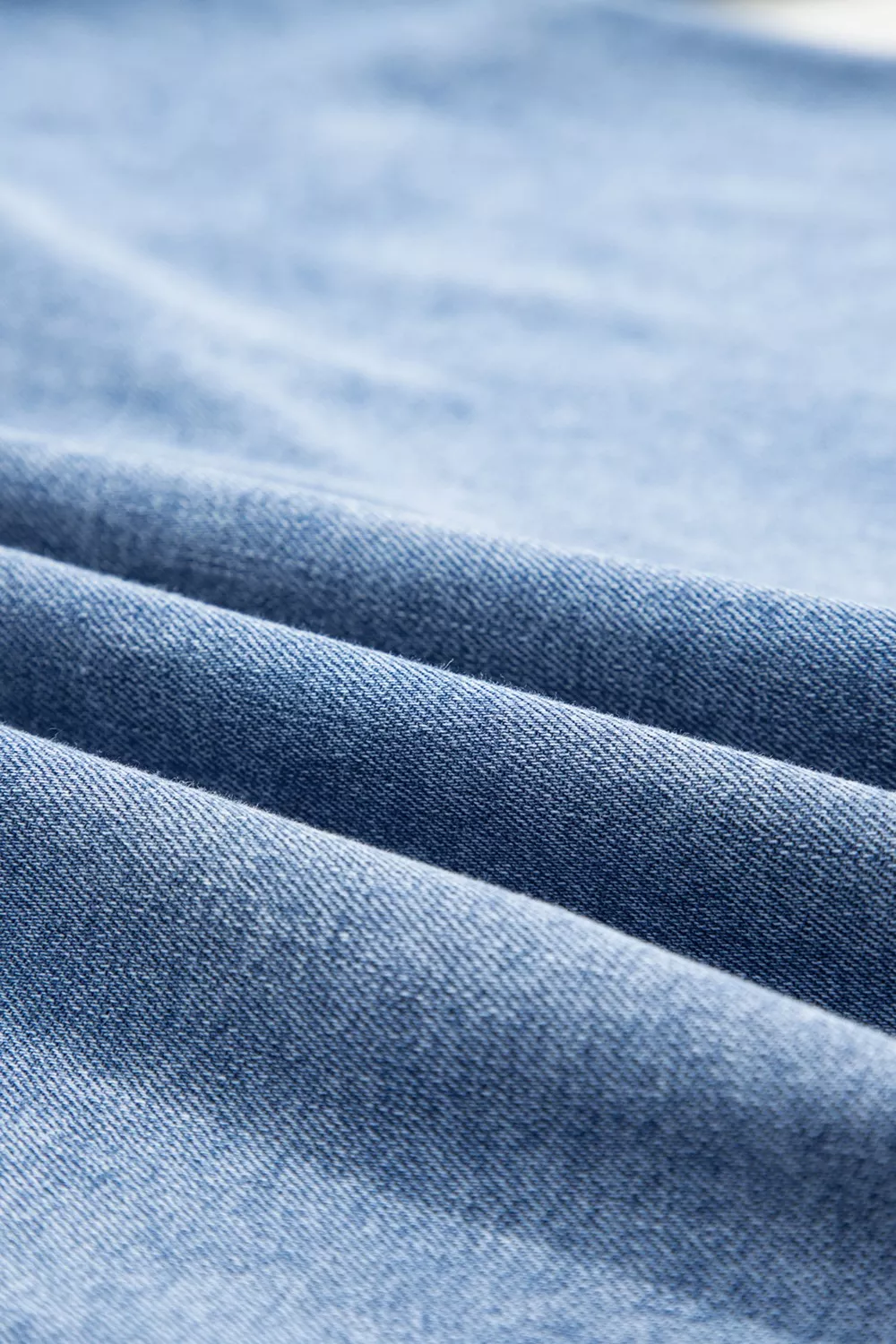 Puff Half Sleeve Collared Denim Shirt, image 10