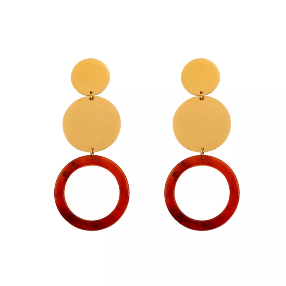18K Gold-Plated Geometric Circle Dangle Earrings, image 6