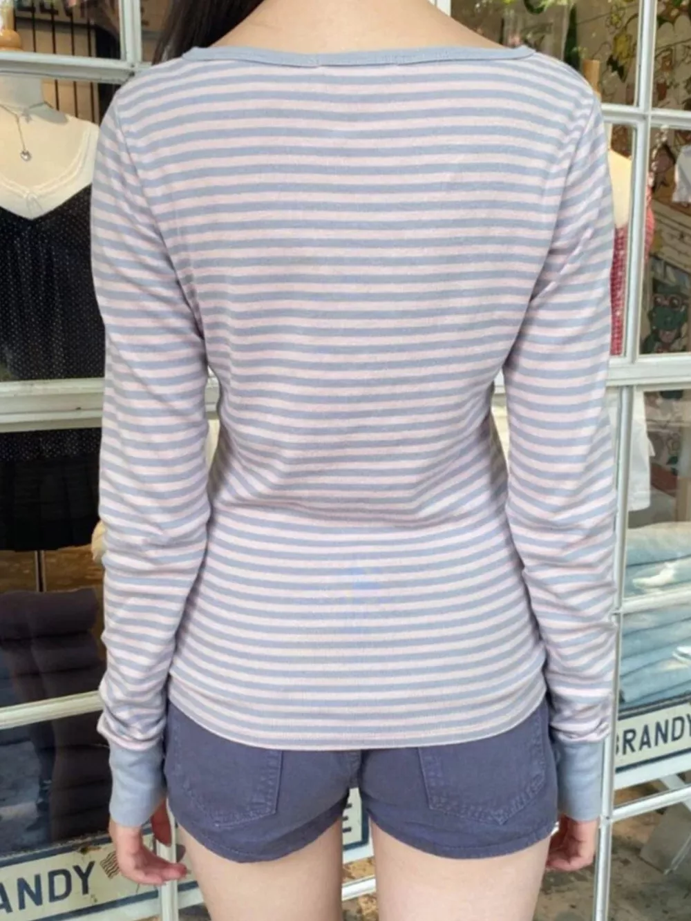 Striped Long Sleeve Henley T-Shirt, image 17
