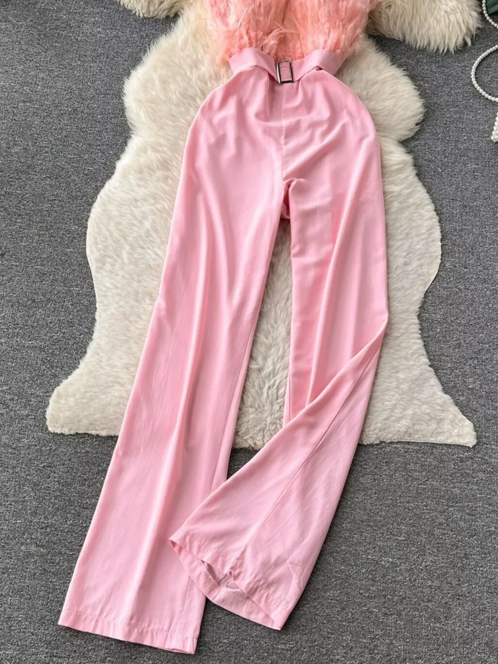 Feather Trim Strapless Wide Leg Jumpsuit, image 15