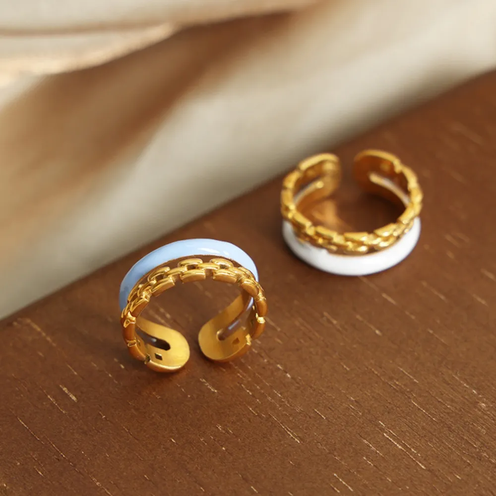 Enamel 18K Gold-Plated Open Ring, image 12
