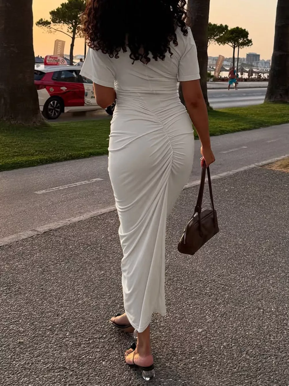 Ruched Short Sleeve Maxi Dress, image 5