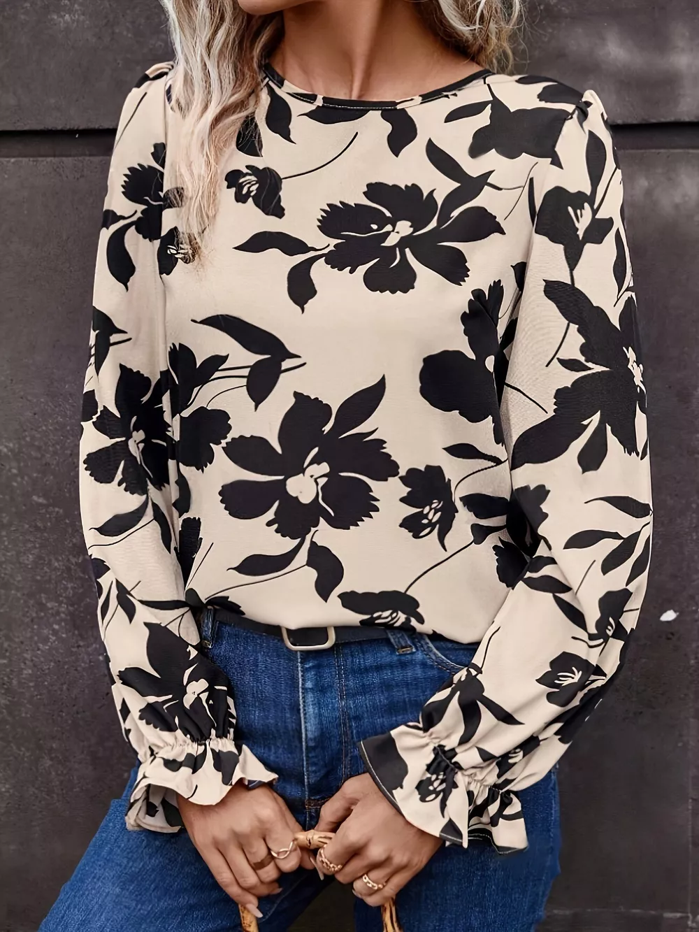 Floral Print Bow Back Blouse, image 3